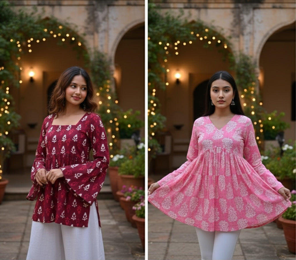 Printed Cotton Kurti Set – Modern Comfort Meets Heritage Art (Set of 2)