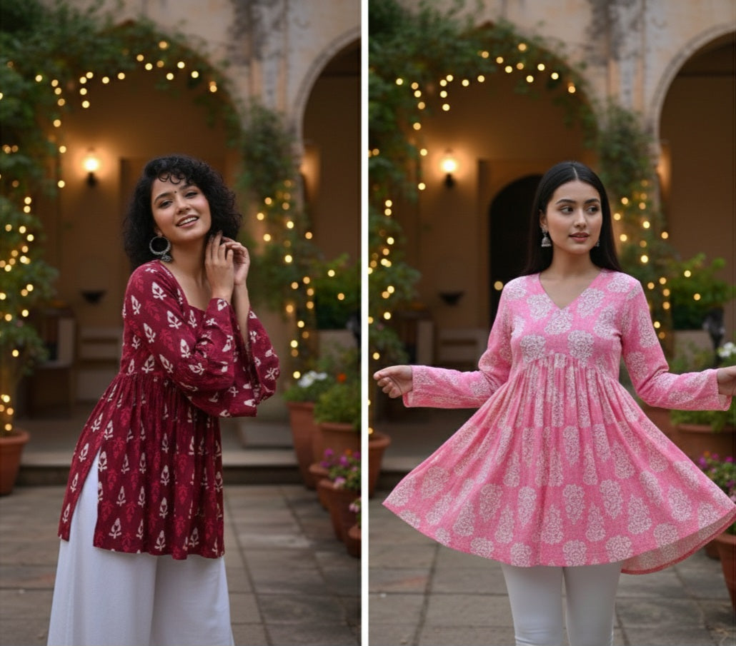 Printed Cotton Kurti Set – Modern Comfort Meets Heritage Art (Set of 2)