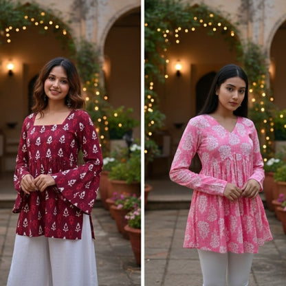 Printed Cotton Kurti Set – Modern Comfort Meets Heritage Art (Set of 2)